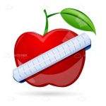 Illustrated Red Apple Being Measured by White Measuring Tape
